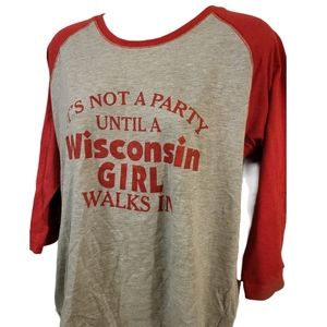 WISCONSIN GIRL 3/4 SLEEVE TEE Sz L by Live & Tell
